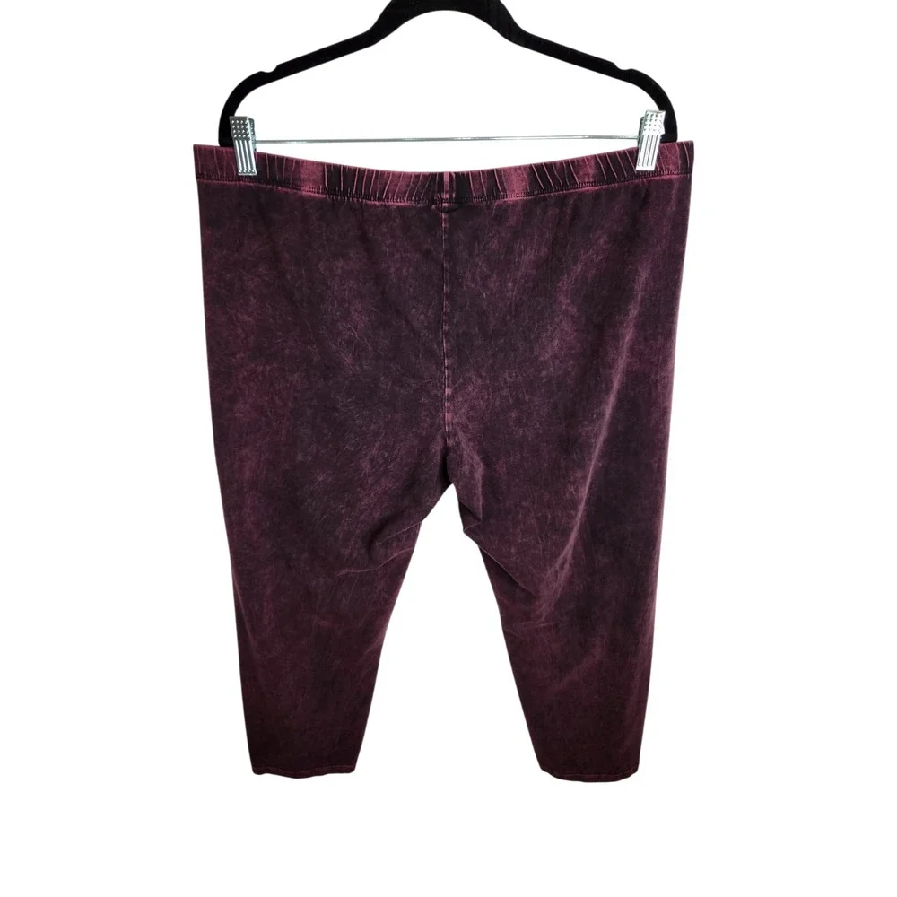Jess &‎ Jane Capri Leggings Womens Plus 1X Chocolate & Wine USA Cotton Lot Of 2